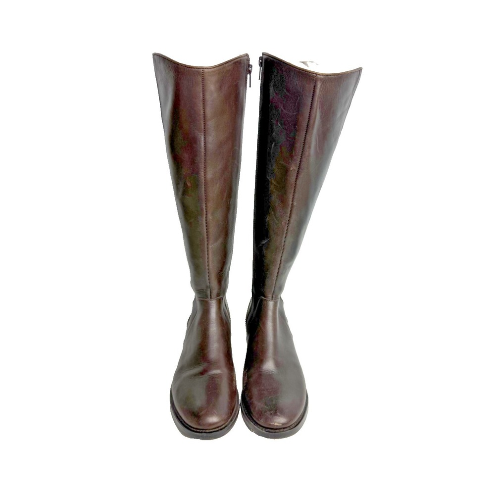 Arturo Chiang Falicity Tall Riding Boots Brown Zipper Detail Womens Size 7.5